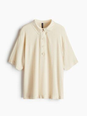NWOT Divided Sheer Crepe Polo Shirt SZ S Rayon 100%